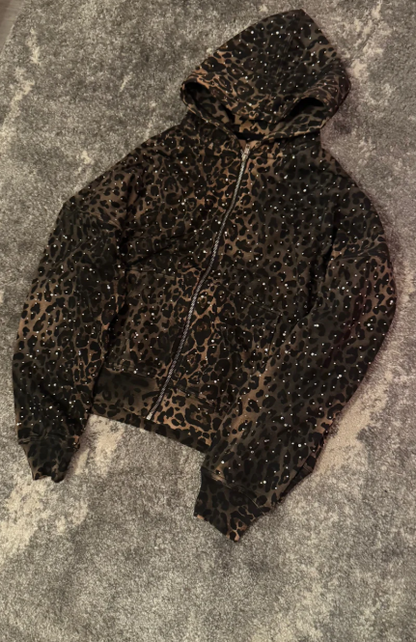 Cheetah Rhinestone Hoodie
