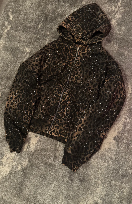 Cheetah Rhinestone Hoodie