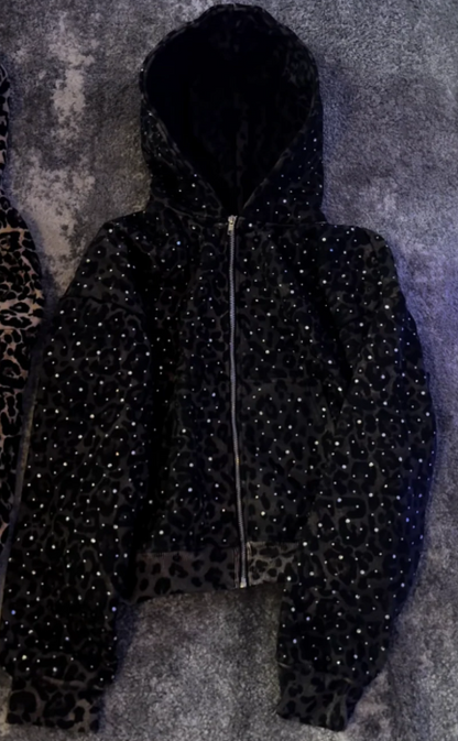 Cheetah Rhinestone Hoodie